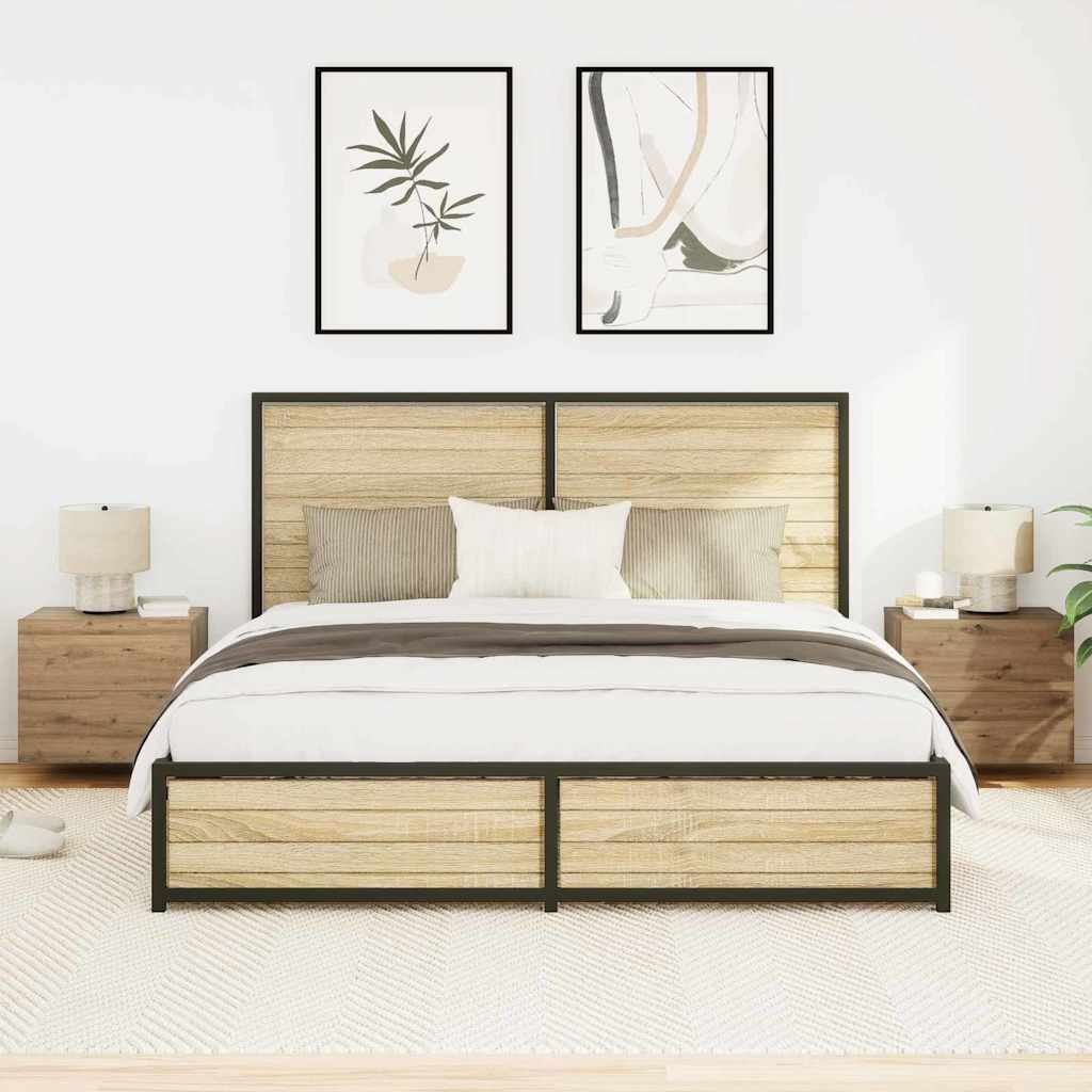 Noptieră suspendată 2 pcs stejar artizanal 50 x 39 x 41 cm GartenMobel Dekor