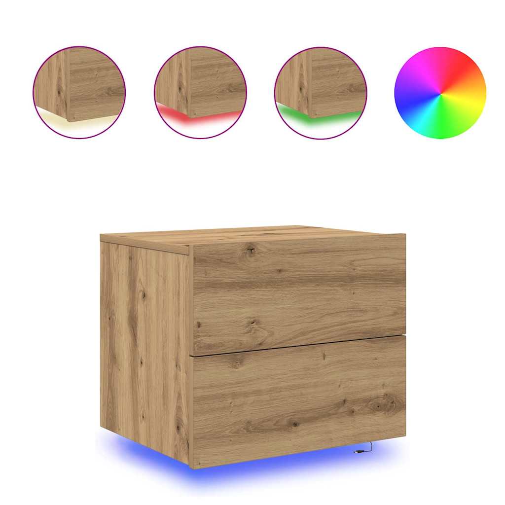 Noptieră suspendată 2 pcs stejar artizanal 50 x 39 x 41 cm GartenMobel Dekor