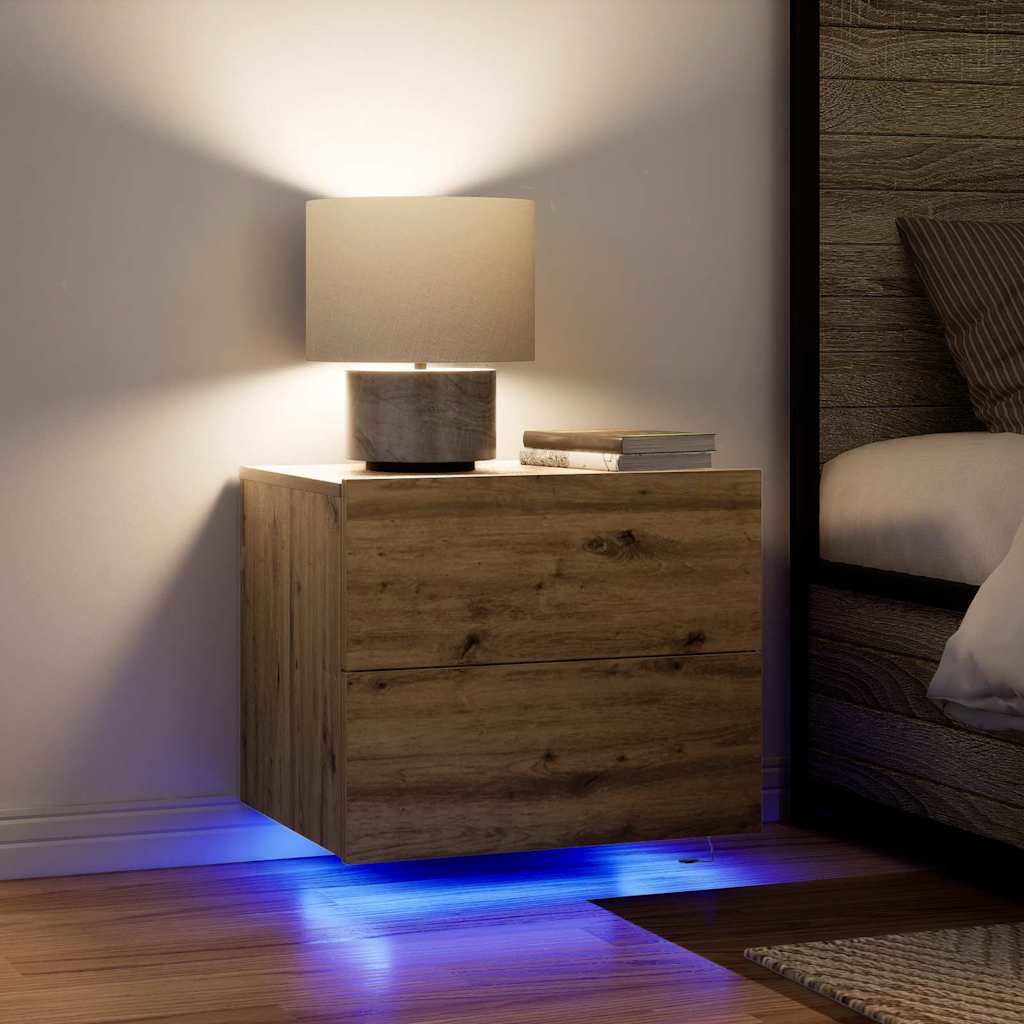 Noptieră suspendată 2 pcs stejar artizanal 50 x 39 x 41 cm GartenMobel Dekor