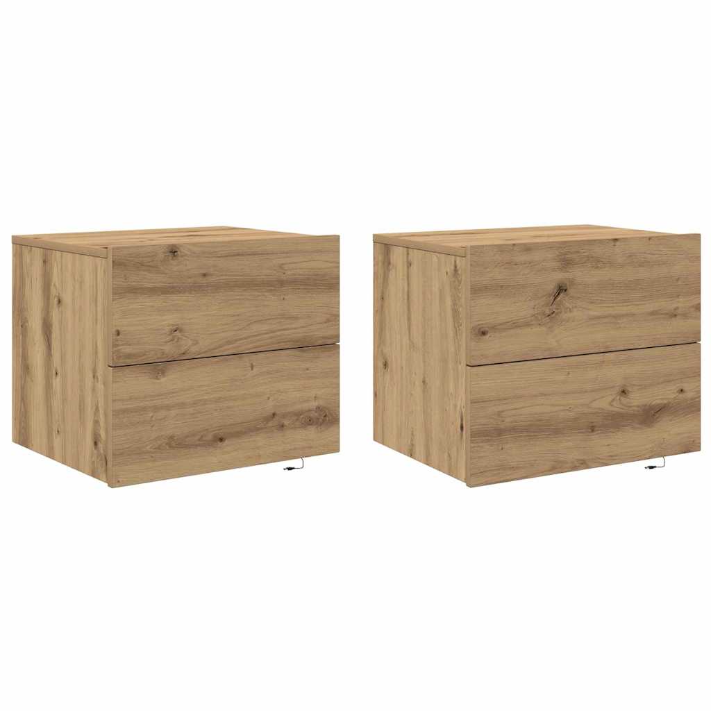 Noptieră suspendată 2 pcs stejar artizanal 50 x 39 x 41 cm GartenMobel Dekor