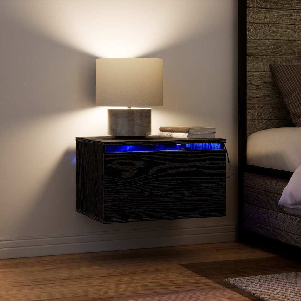 Noptieră suspendată Stejar negru 50 x 36 x 30 cm Lemn compozit GartenMobel Dekor