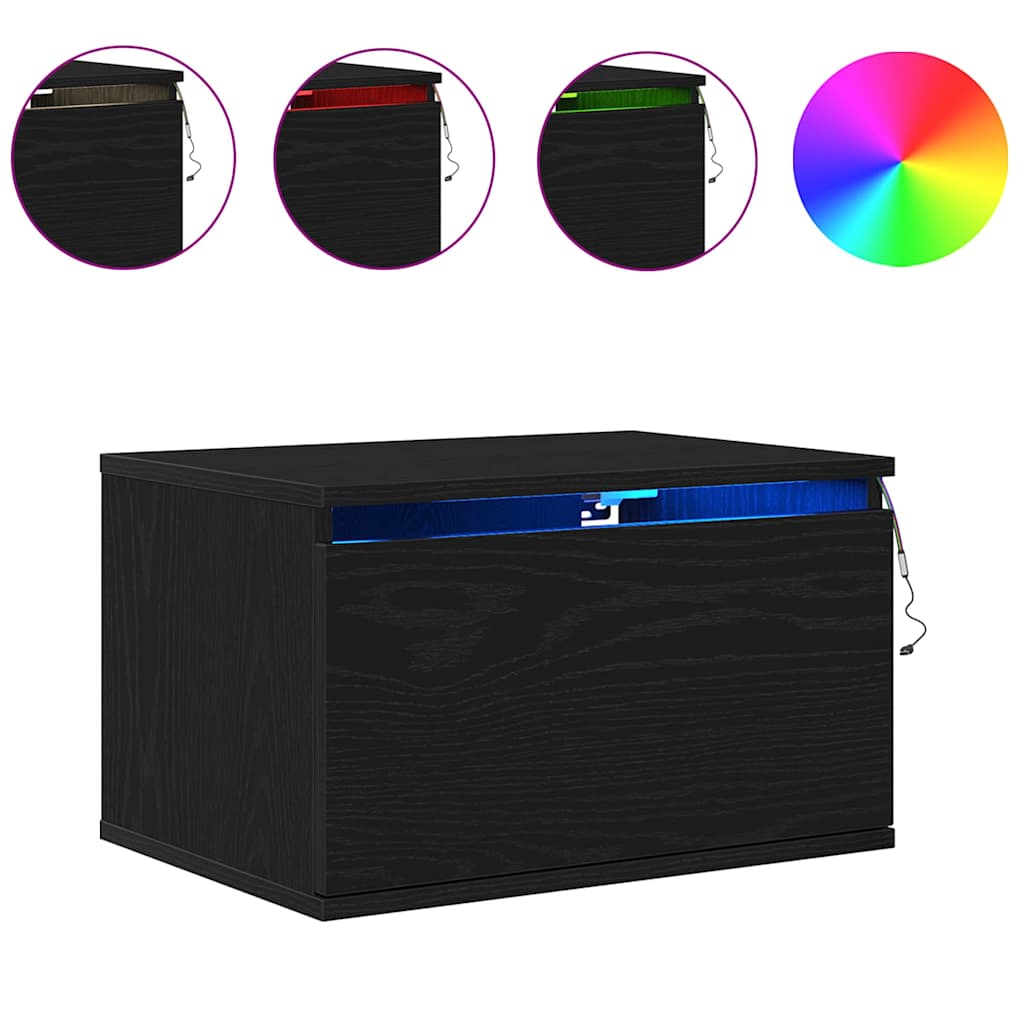 Noptieră suspendată Stejar negru 50 x 36 x 30 cm Lemn compozit GartenMobel Dekor