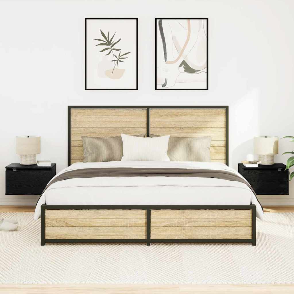 Noptieră suspendată cu 2 pcs Stejar negru 50 x 36 x 30 cm GartenMobel Dekor