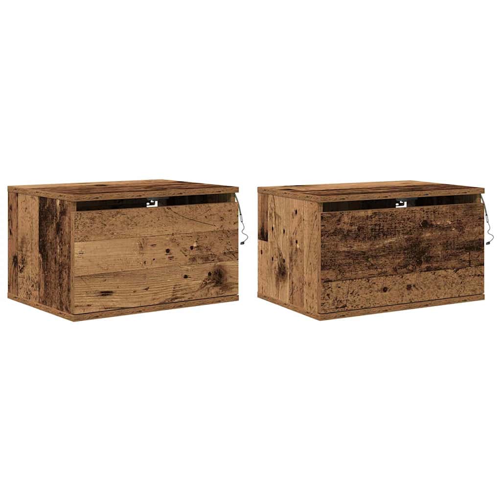 Noptieră suspendată cu sertar 2 pcs Lemn vechi 50 x 36 x 30 cm GartenMobel Dekor