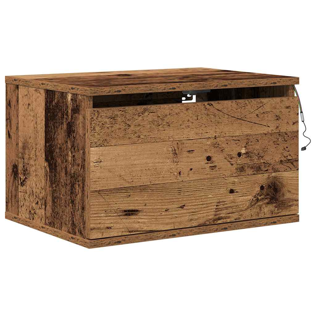 Noptieră suspendată cu sertar 2 pcs Lemn vechi 50 x 36 x 30 cm GartenMobel Dekor