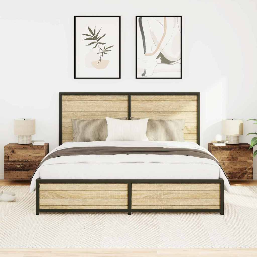 Noptieră suspendată cu sertar 2 pcs Lemn vechi 50 x 39 x 41 cm GartenMobel Dekor