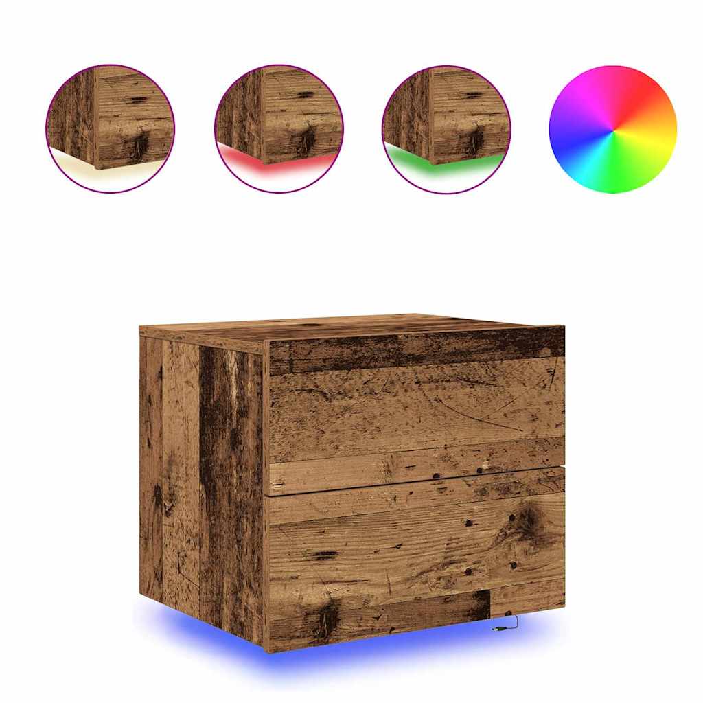 Noptieră suspendată cu sertar 2 pcs Lemn vechi 50 x 39 x 41 cm GartenMobel Dekor