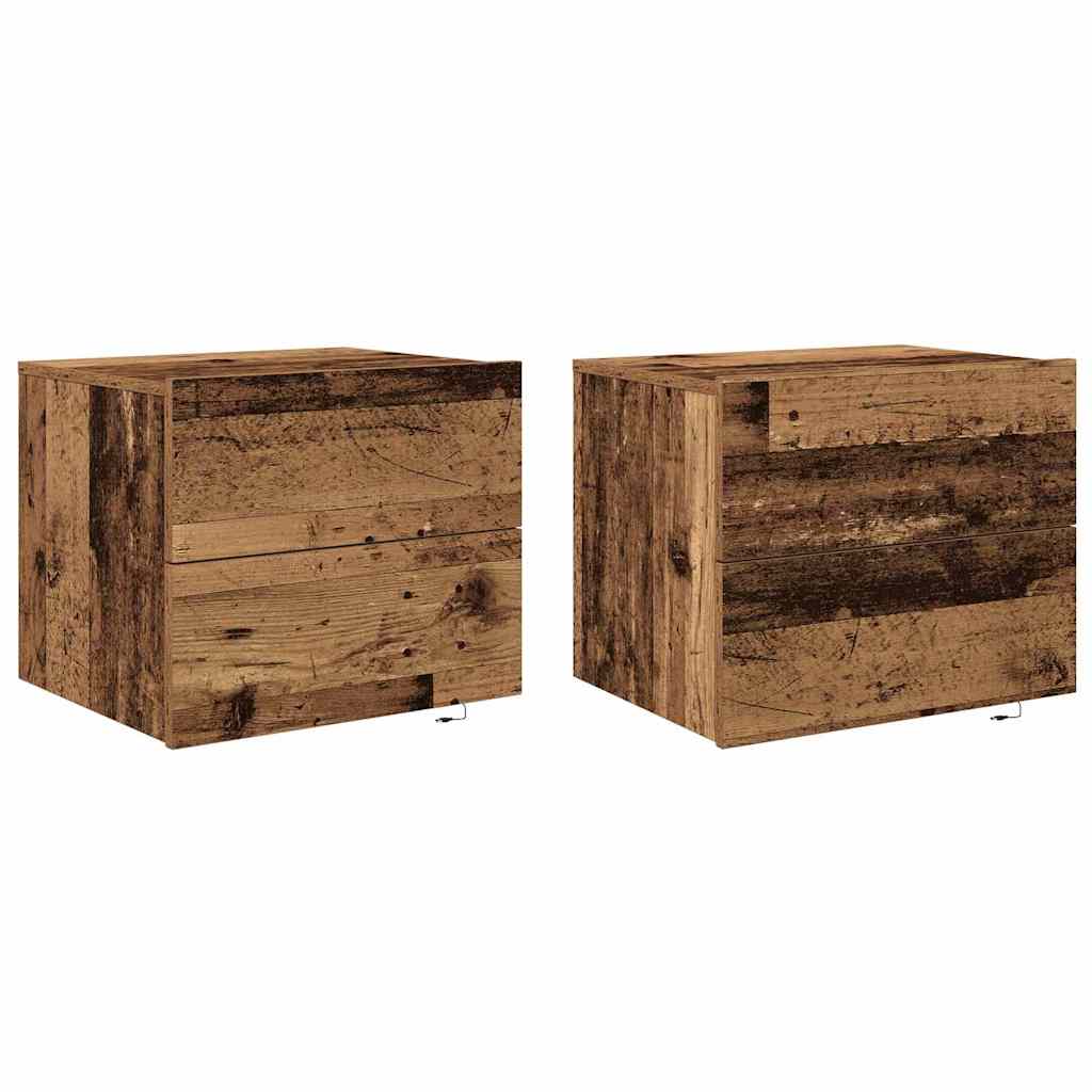 Noptieră suspendată cu sertar 2 pcs Lemn vechi 50 x 39 x 41 cm GartenMobel Dekor