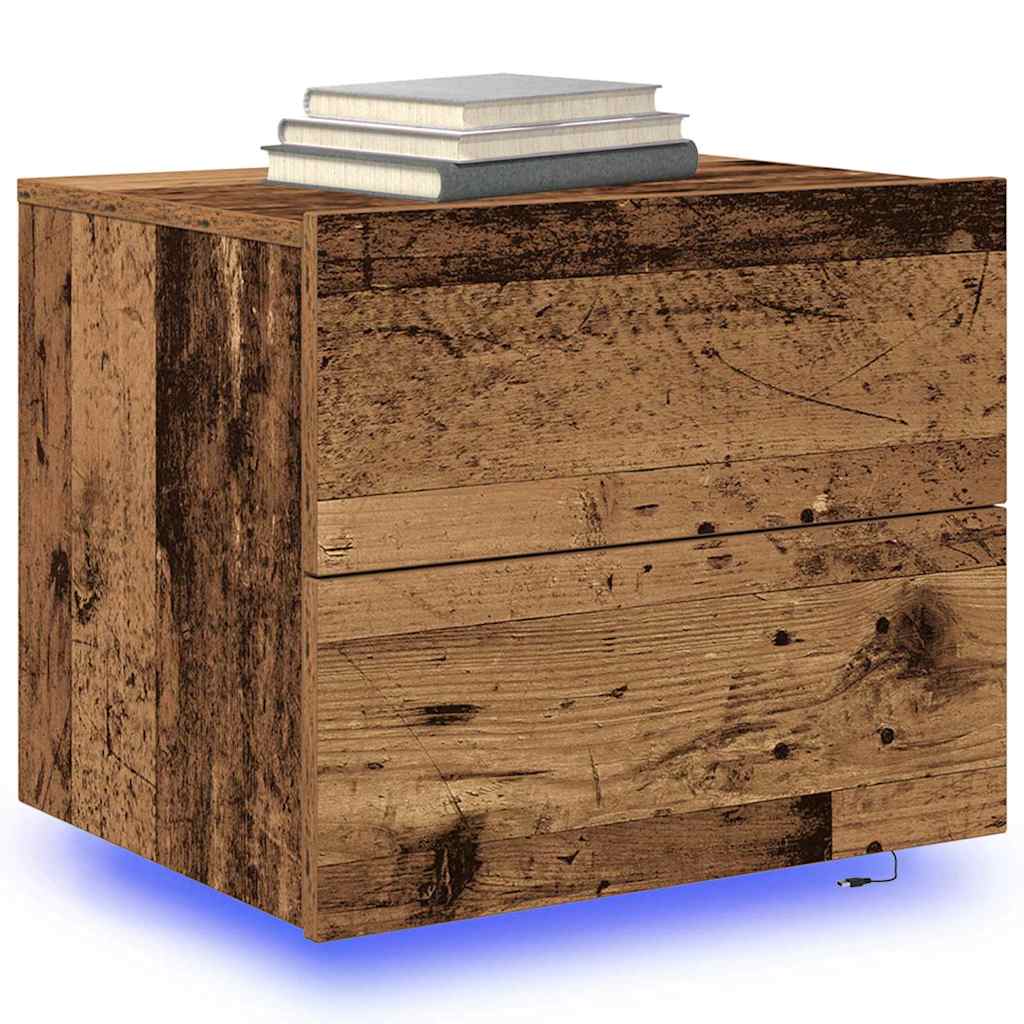 Noptieră suspendată cu sertar 2 pcs Lemn vechi 50 x 39 x 41 cm GartenMobel Dekor