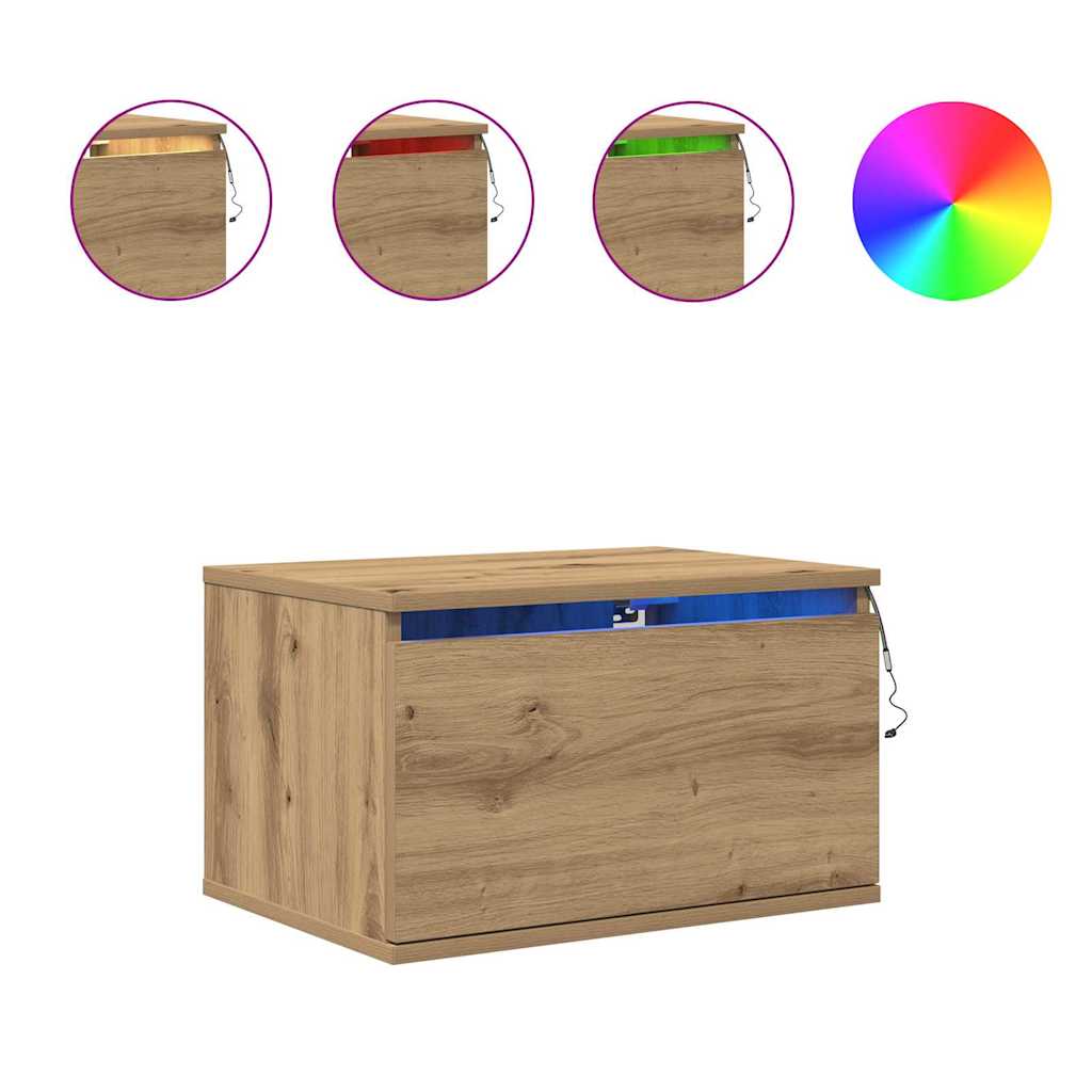 Noptieră suspendată cu sertar stejar artizanal 50 x 36 x 30 cm GartenMobel Dekor