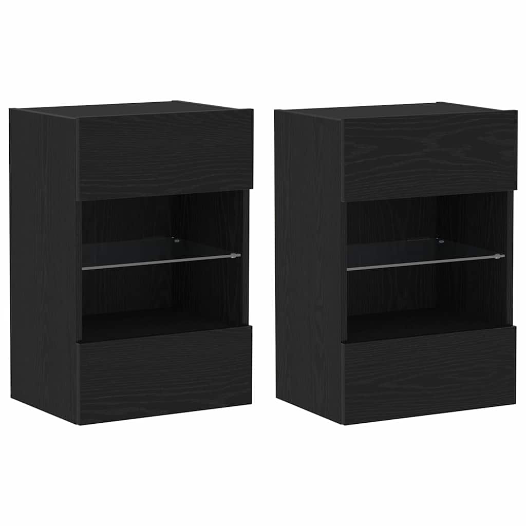 Cabinet TV 2 pcs Negru 40 x 30 x 60.5 cm Lemn compozit GartenMobel Dekor