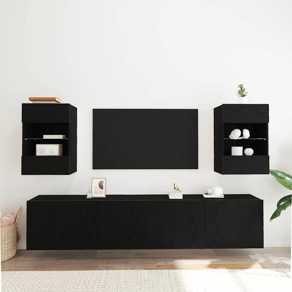 Cabinet TV 2 pcs Negru 40 x 30 x 60.5 cm Lemn compozit GartenMobel Dekor