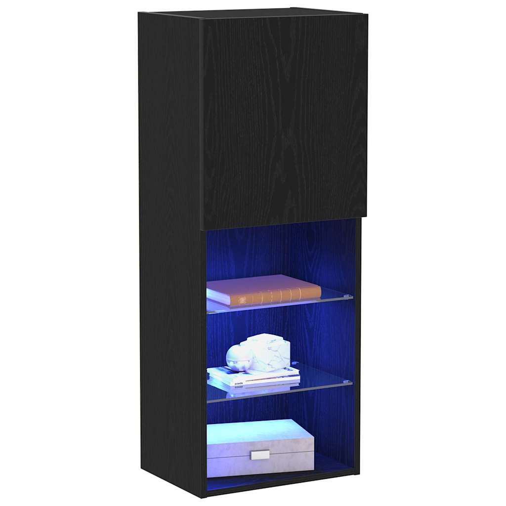 Cabinet TV Stejar Negru 40.5 x 30 x 102 cm Lemn compozit GartenMobel Dekor
