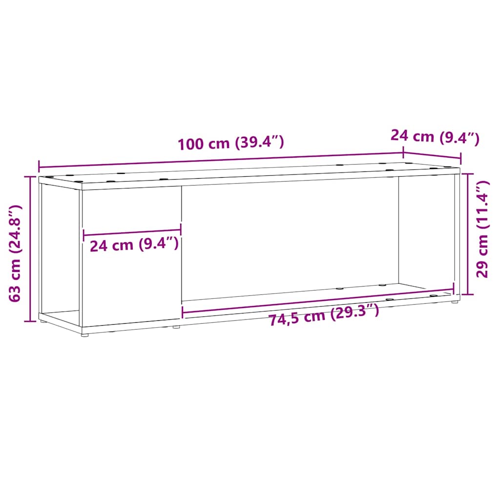 Centru de divertisment Negru 100 x 24 x 32 cm Lemn compozit GartenMobel Dekor