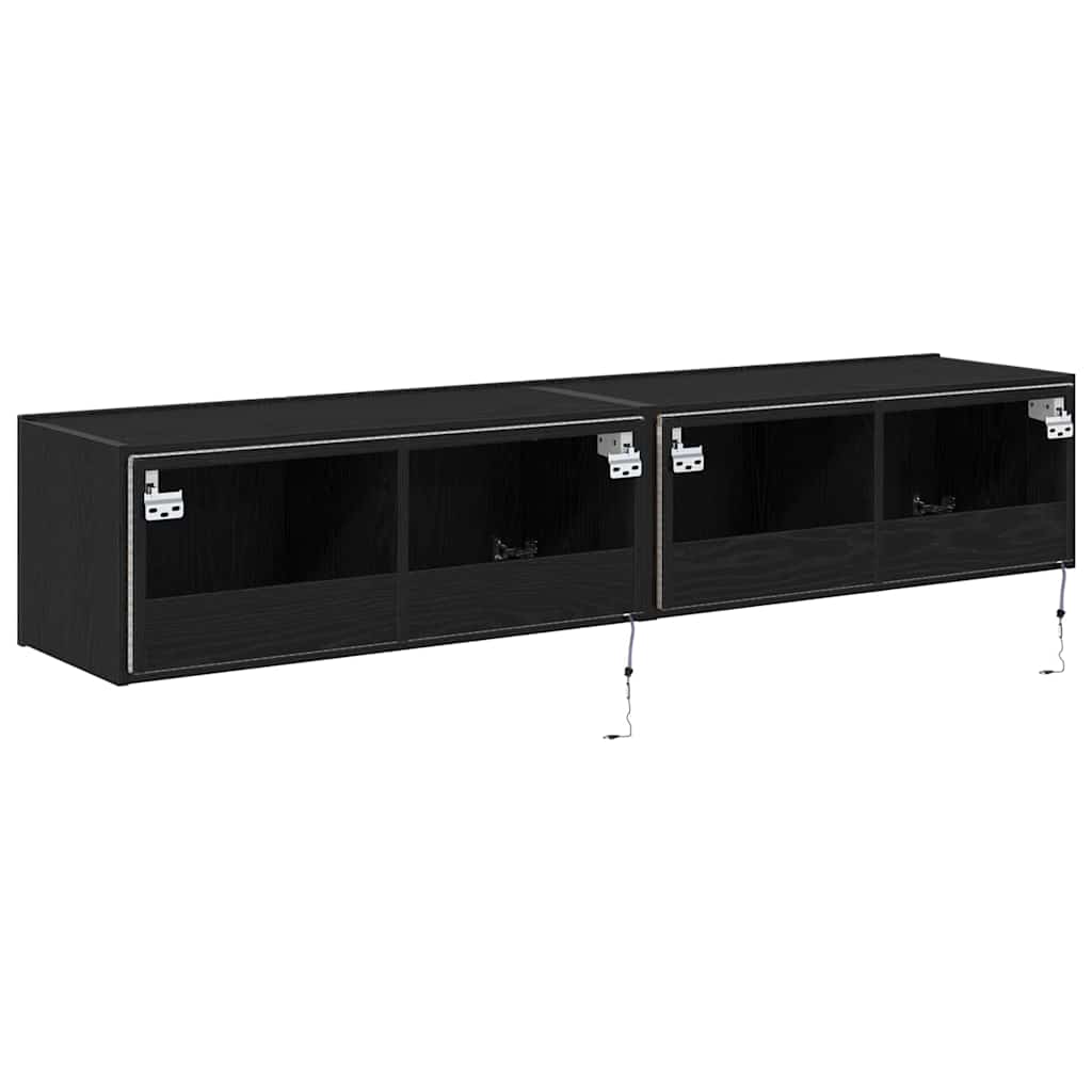 Dulap TV de perete Stejar negru 80 x 35 x 31 cm Lemn compozit GartenMobel Dekor