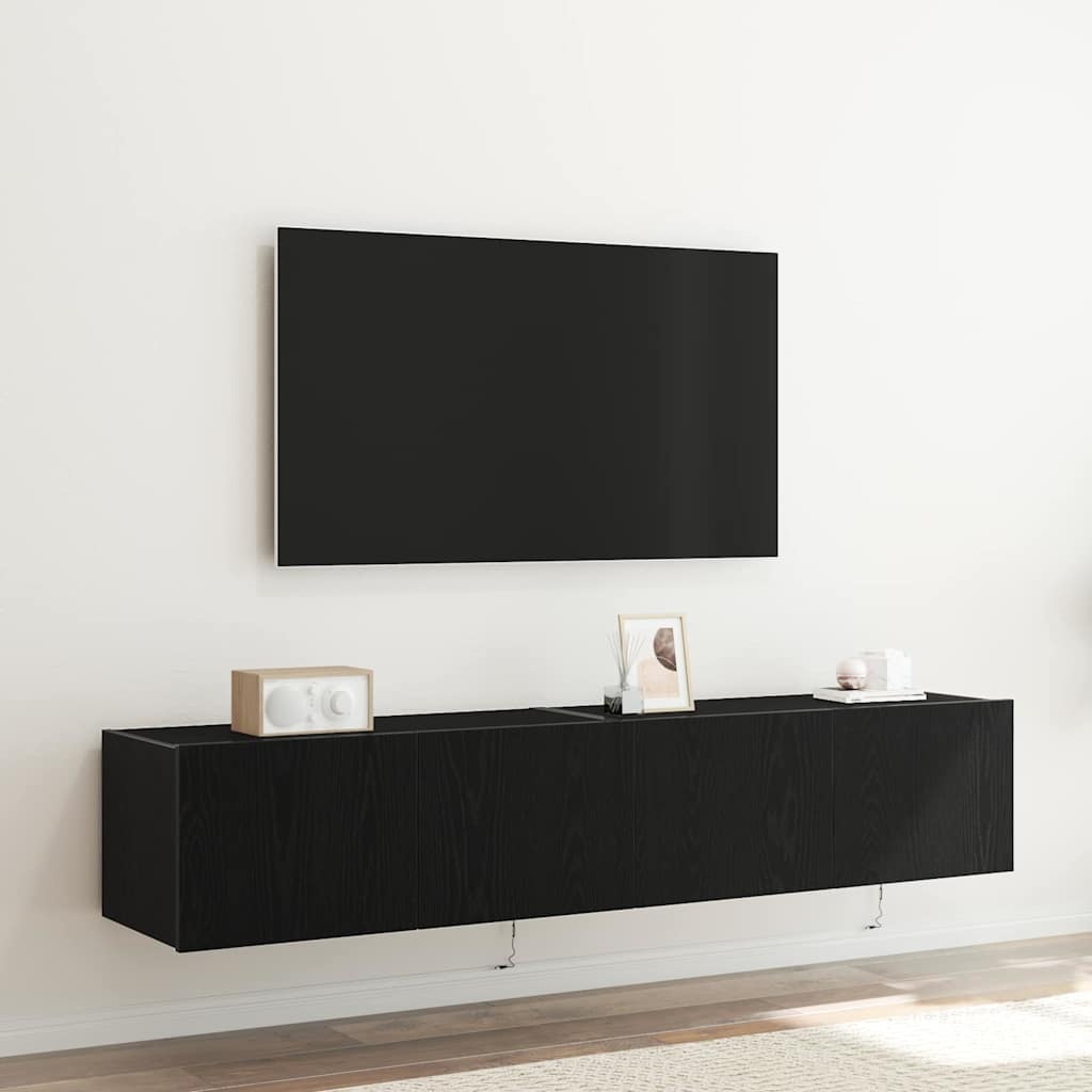 Dulap TV de perete Stejar negru 80 x 35 x 31 cm Lemn compozit GartenMobel Dekor