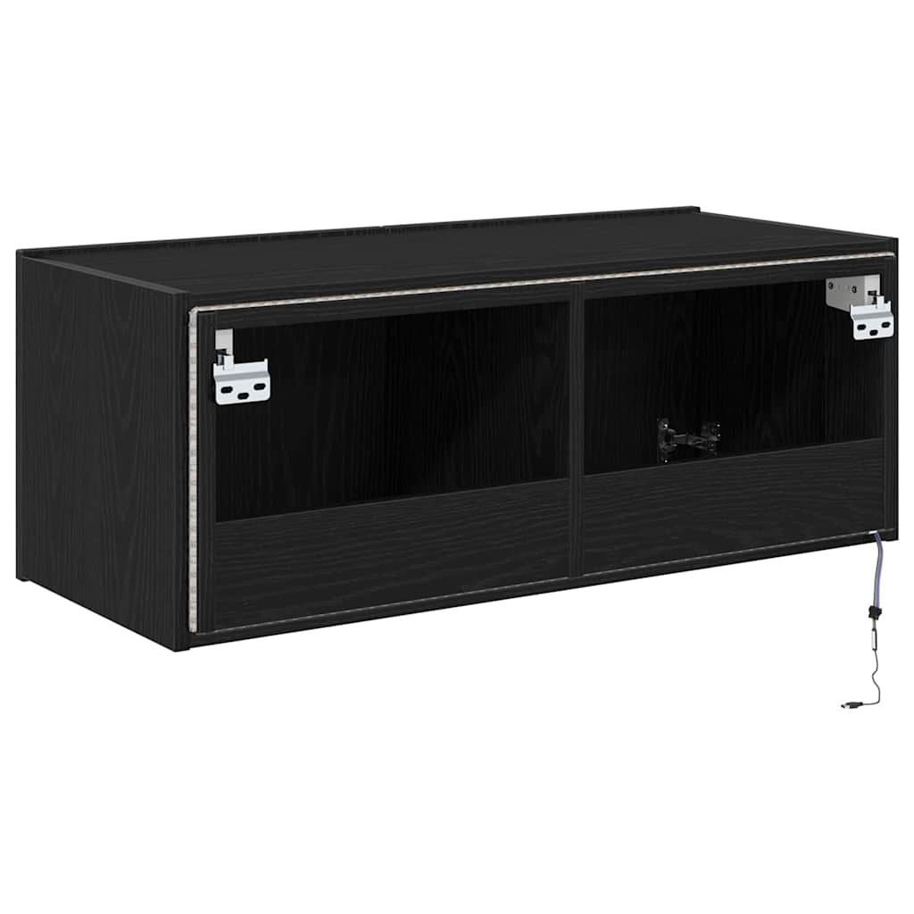 Dulap TV de perete Stejar negru 80 x 35 x 31 cm Lemn compozit GartenMobel Dekor