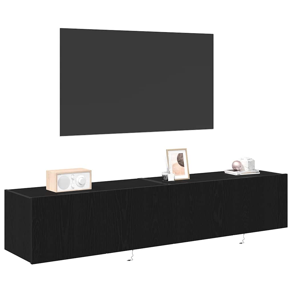 Dulap TV de perete Stejar negru 80 x 35 x 31 cm Lemn compozit GartenMobel Dekor
