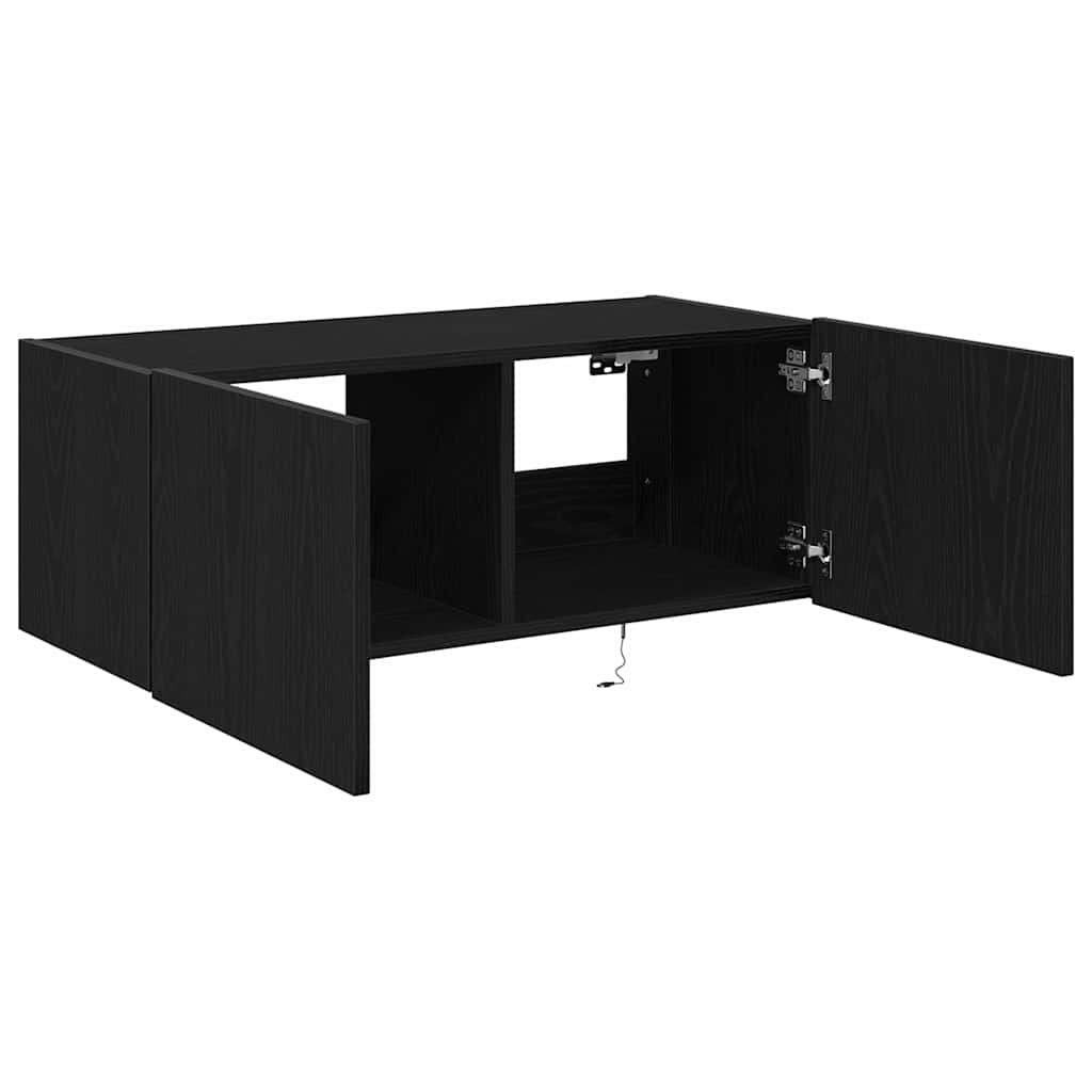 Dulap TV de perete Stejar negru 80 x 35 x 31 cm Lemn compozit GartenMobel Dekor
