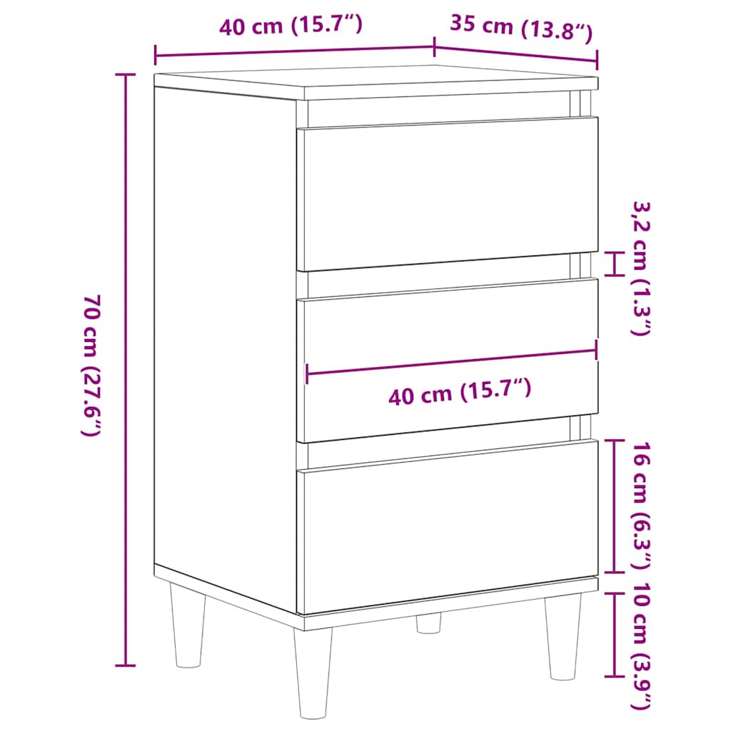 Dulap de noapte Stejar negru 40 x 35 x 70 cm Lemn compozit GartenMobel Dekor