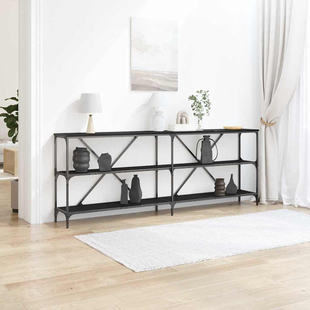 Masă de consolă cu raft Altele Stejar negru 180 x 30 x 75 cm GartenMobel Dekor
