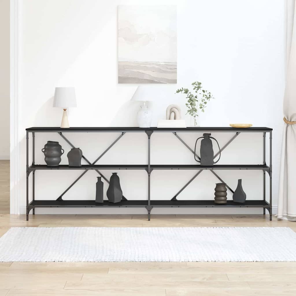 Masă de consolă cu raft Altele Stejar negru 180 x 30 x 75 cm GartenMobel Dekor