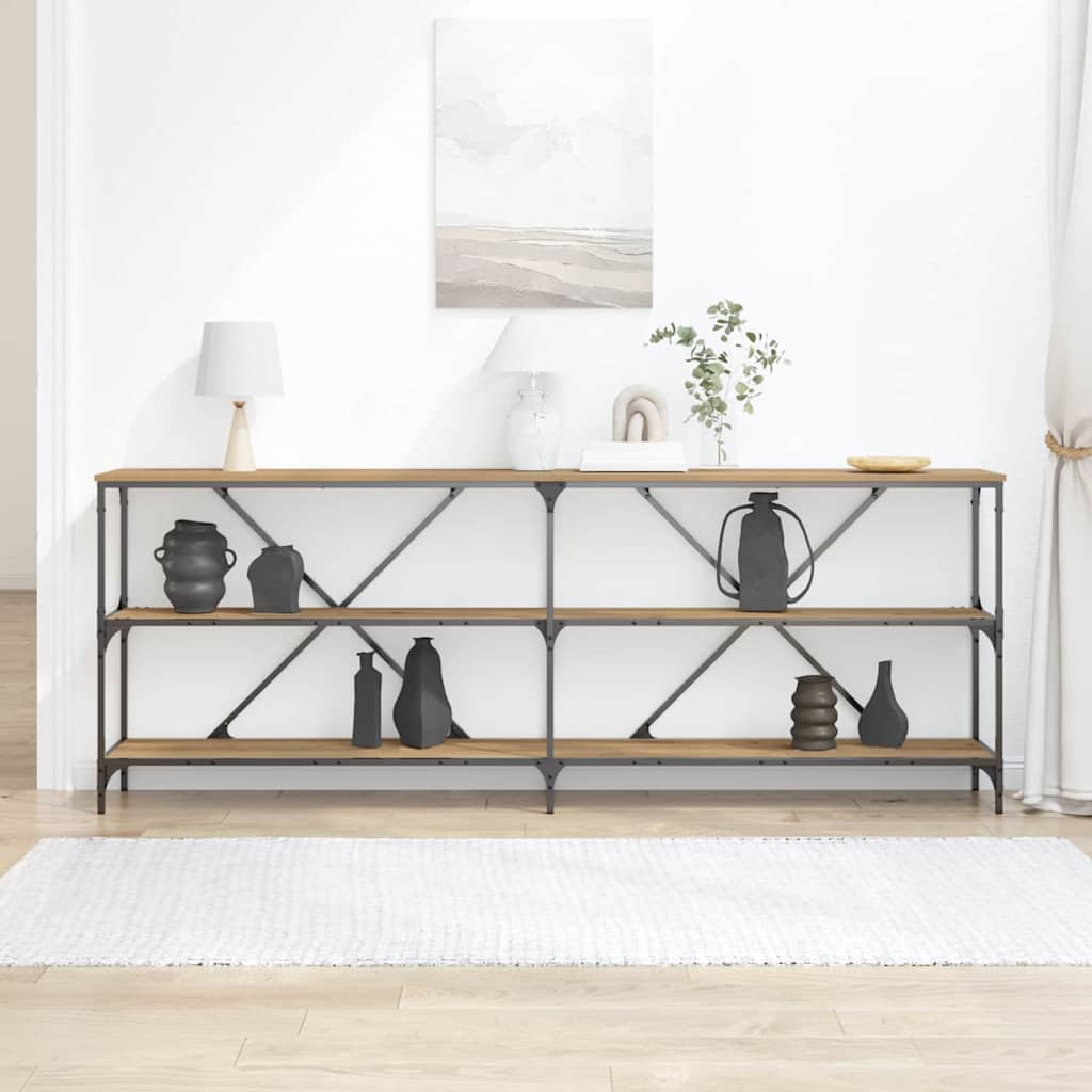 Masă de consolă cu raft stejar artizanal 180 x 30 x 75 cm GartenMobel Dekor