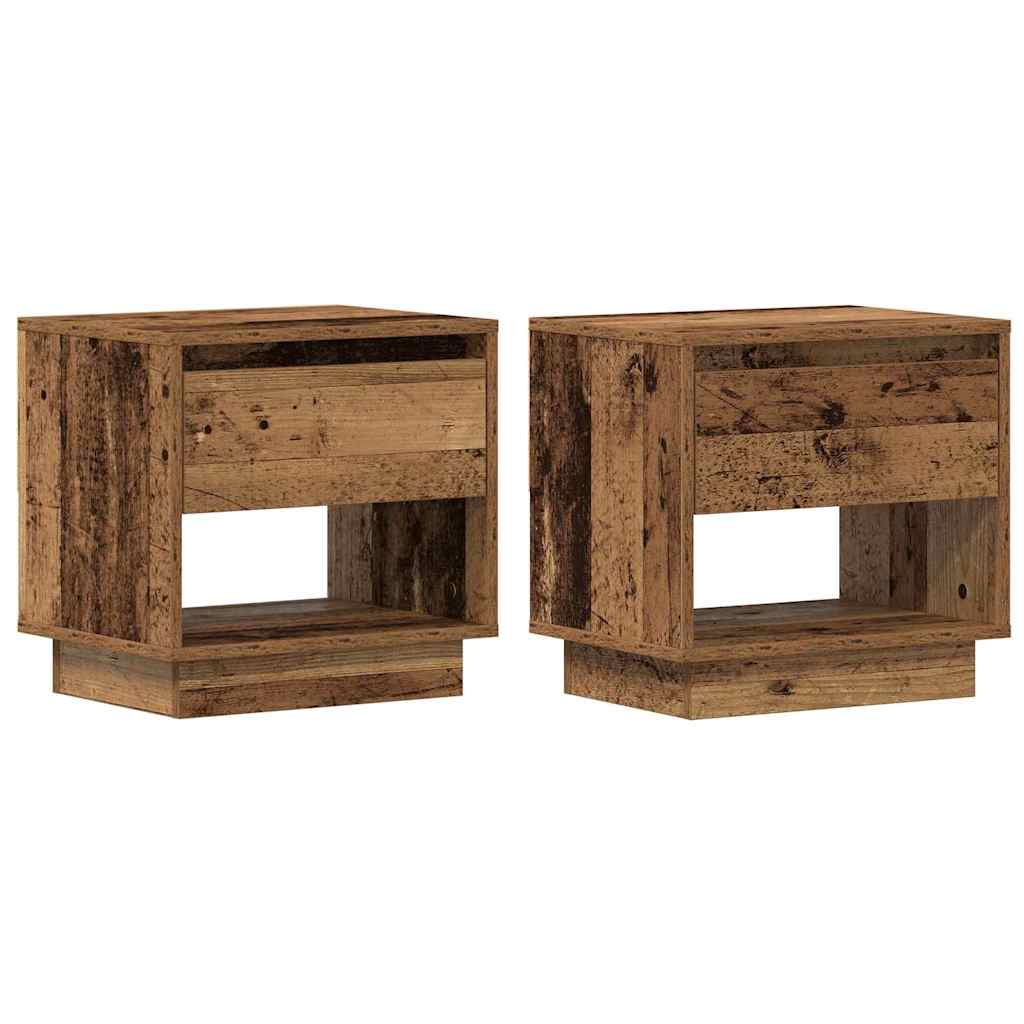 Noptieră 2 pcs Lemn vechi 45 x 34 x 44 cm Lemn compozit GartenMobel Dekor