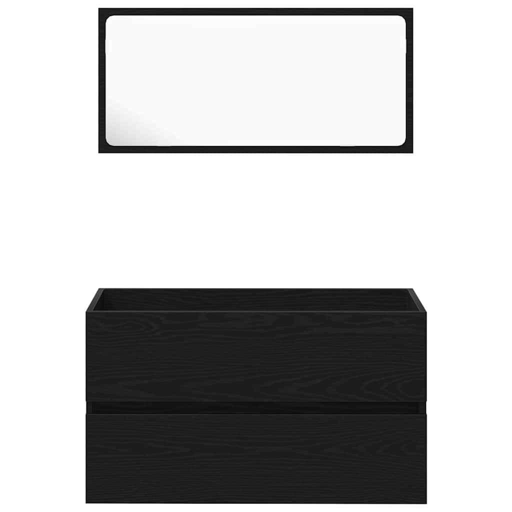Set de Mobilier pentru Baie cu sertar 2 pcs Stejar Negru GartenMobel Dekor