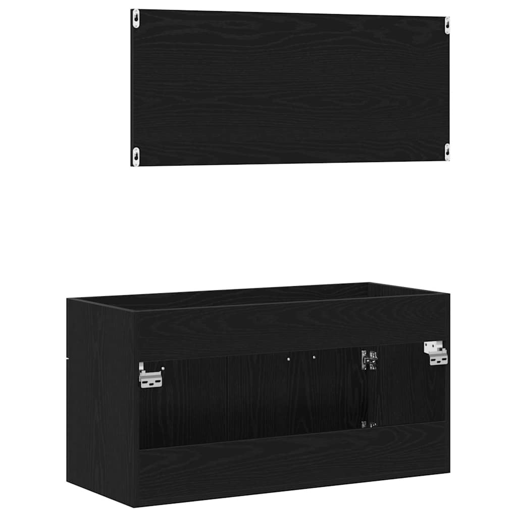 Set de Mobilier pentru Baie cu sertar 2 pcs Stejar Negru GartenMobel Dekor