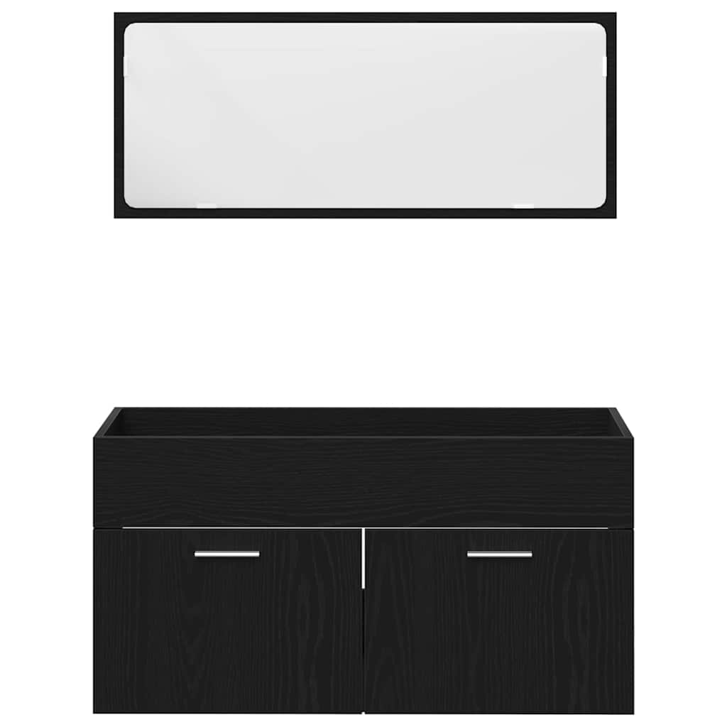 Set de Mobilier pentru Baie cu sertar 2 pcs Stejar Negru GartenMobel Dekor