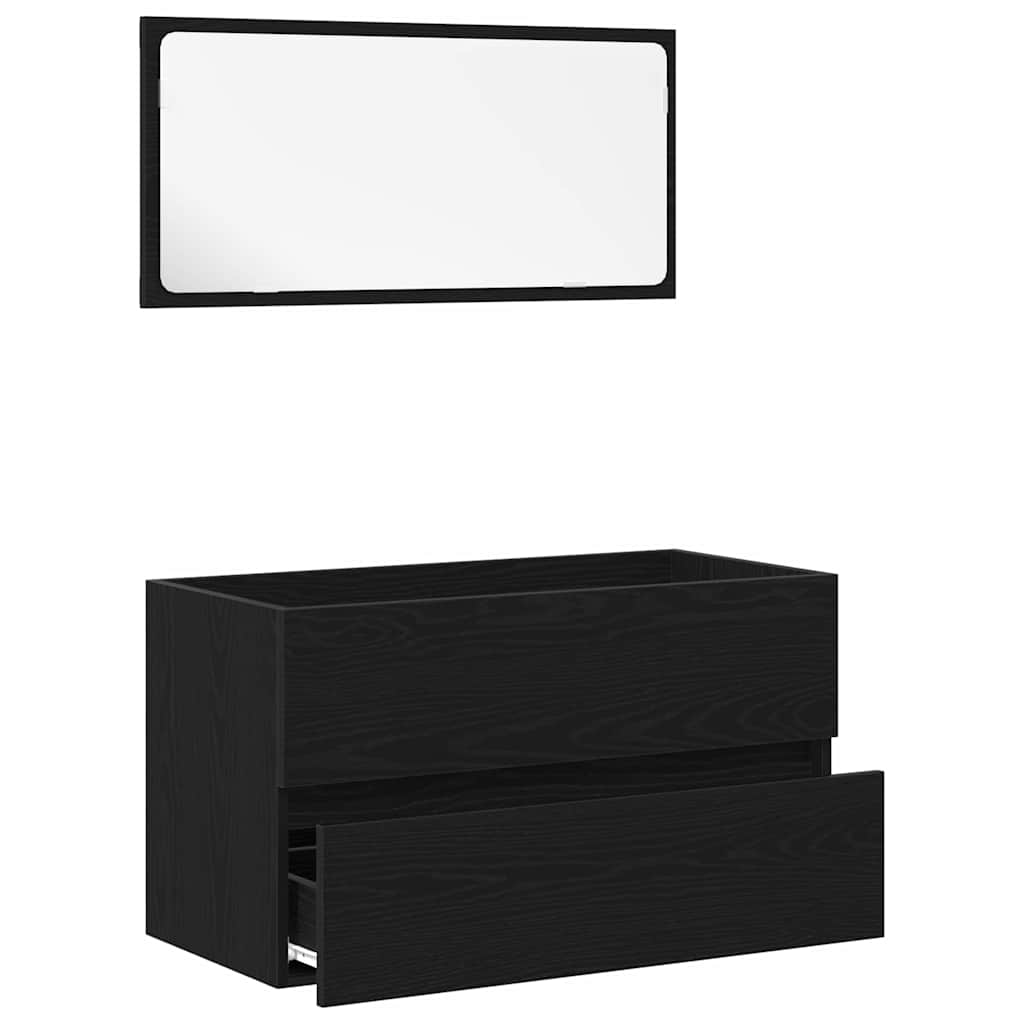 Set de Mobilier pentru Baie cu sertar 2 pcs Stejar Negru GartenMobel Dekor