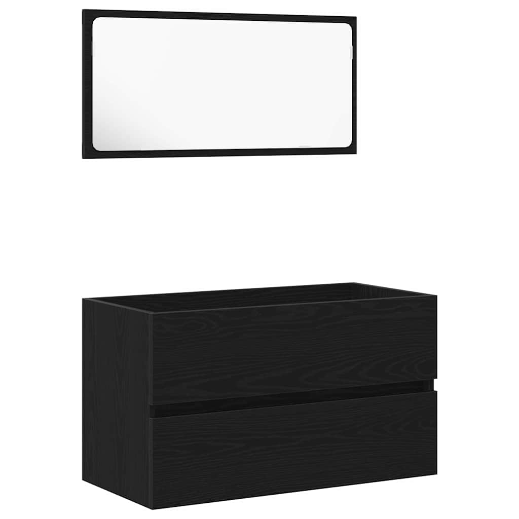 Set de Mobilier pentru Baie cu sertar 2 pcs Stejar Negru GartenMobel Dekor
