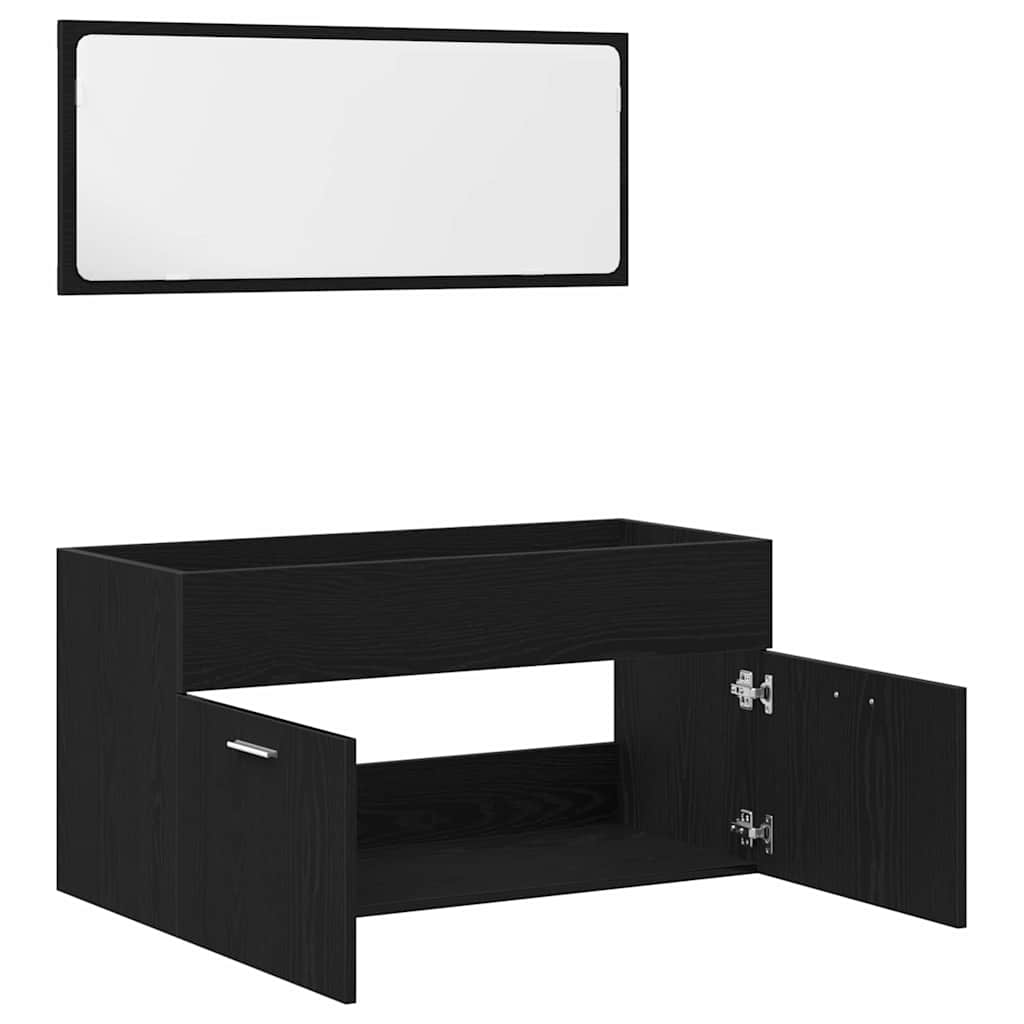 Set de Mobilier pentru Baie cu sertar 2 pcs Stejar Negru GartenMobel Dekor