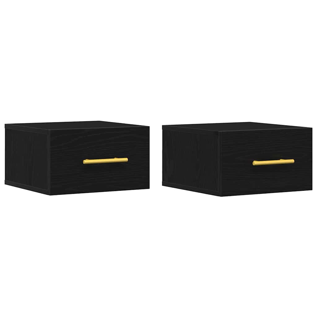 Dulap de noapte Pe perete 2 pcs Stejar negru 35 x 35 x 20 cm GartenMobel Dekor