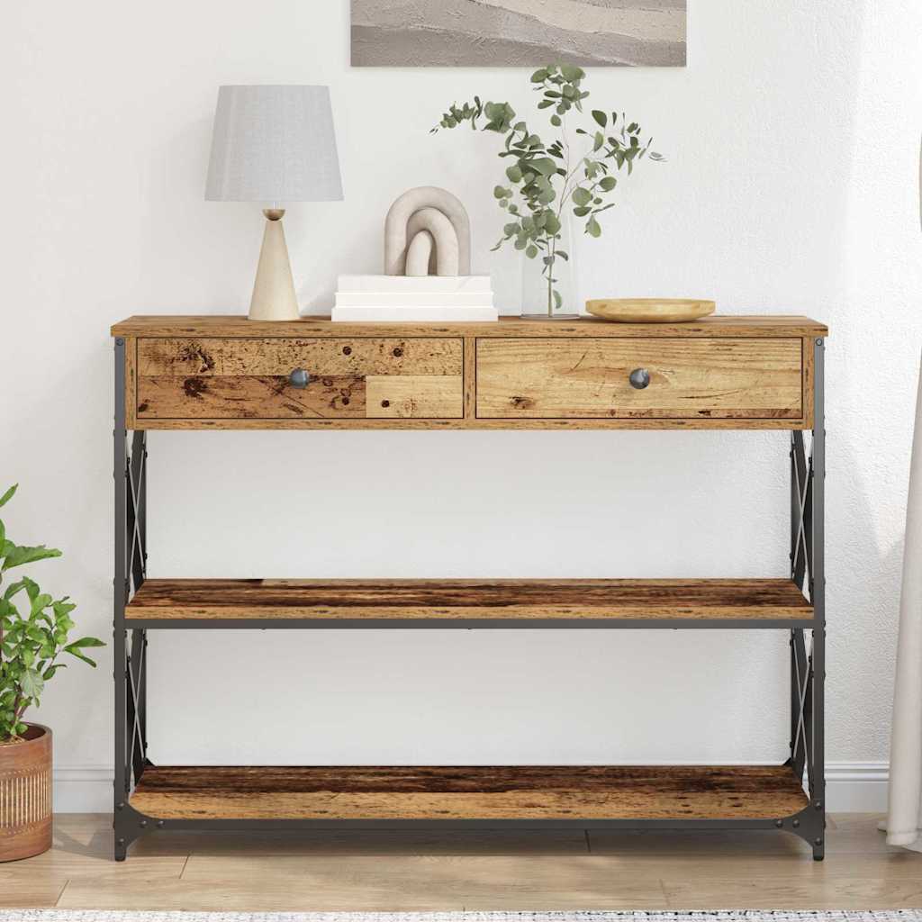 Masă Consolă Lemn vechi 100 x 28 x 75 cm Lemn compus și metal GartenMobel Dekor