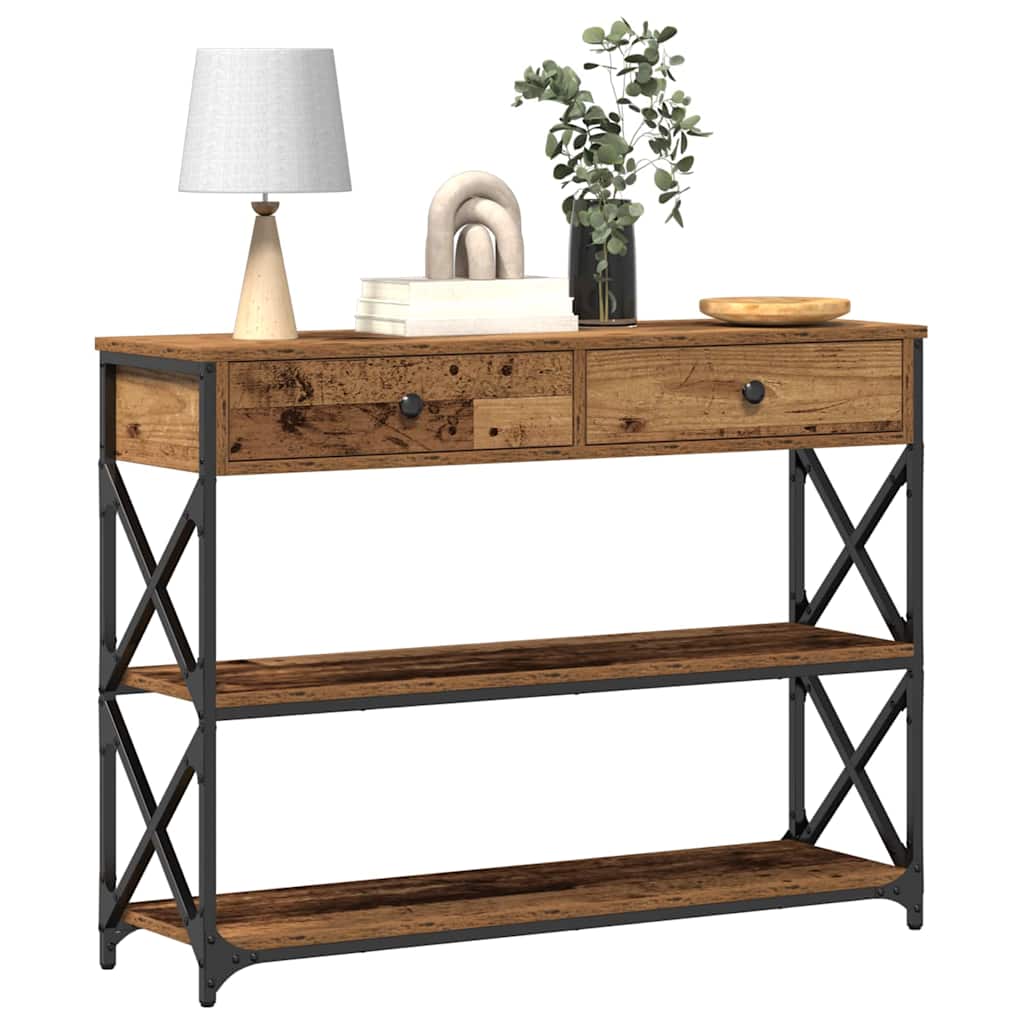 Masă Consolă Lemn vechi 100 x 28 x 75 cm Lemn compus și metal GartenMobel Dekor