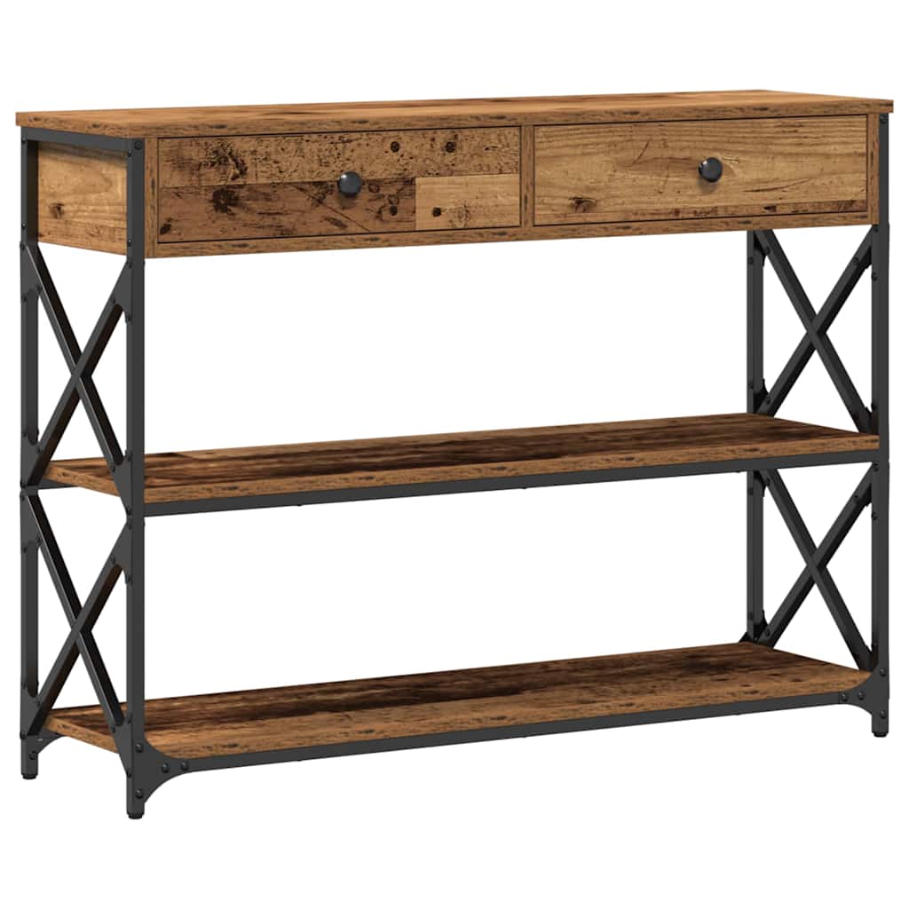 Masă Consolă Lemn vechi 100 x 28 x 75 cm Lemn compus și metal GartenMobel Dekor