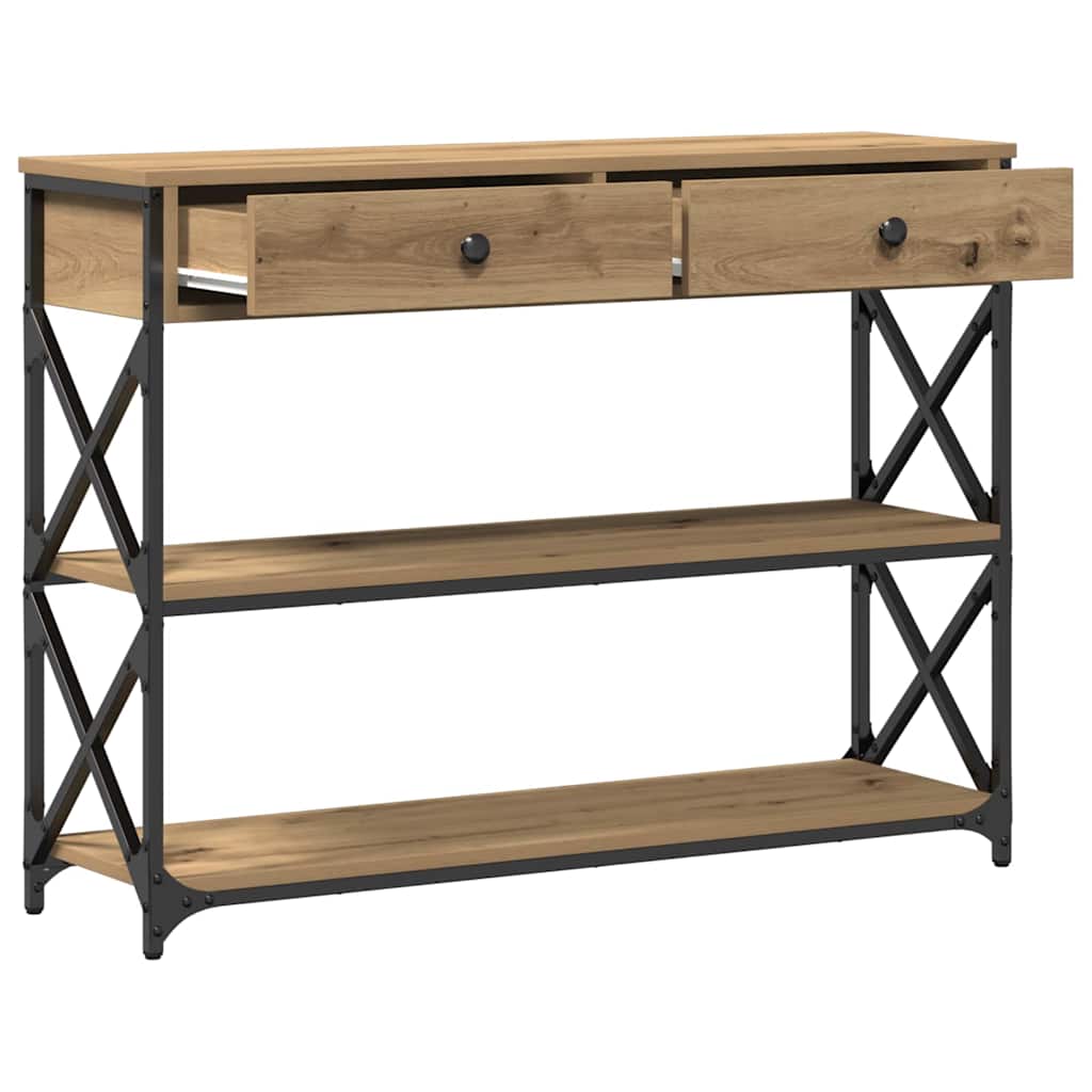 Masă Consolă cu sertar stejar artizanal 100 x 28 x 75 cm GartenMobel Dekor