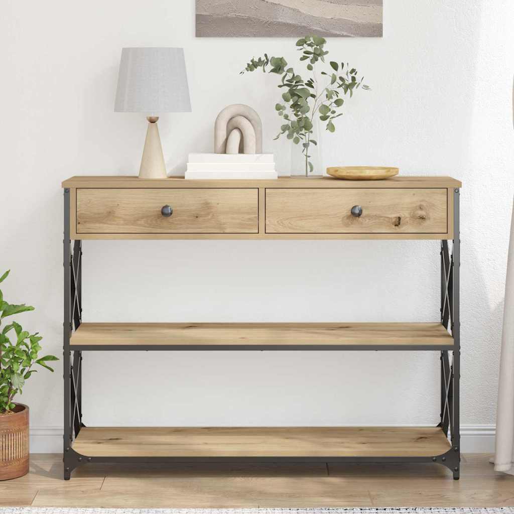 Masă Consolă cu sertar stejar artizanal 100 x 28 x 75 cm GartenMobel Dekor