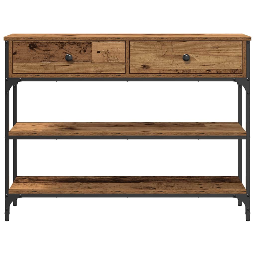 Masă de Consolă cu sertar cu raft Lemn vechi 100 x 25 x 75 cm GartenMobel Dekor