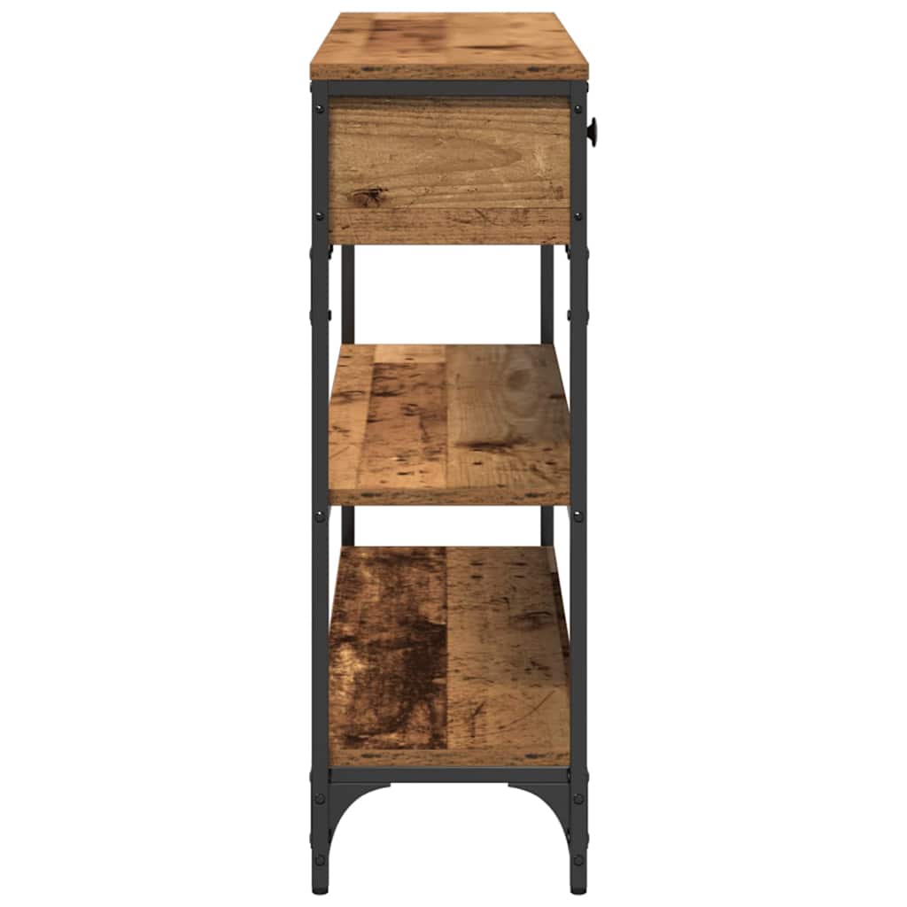 Masă de Consolă cu sertar cu raft Lemn vechi 100 x 25 x 75 cm GartenMobel Dekor