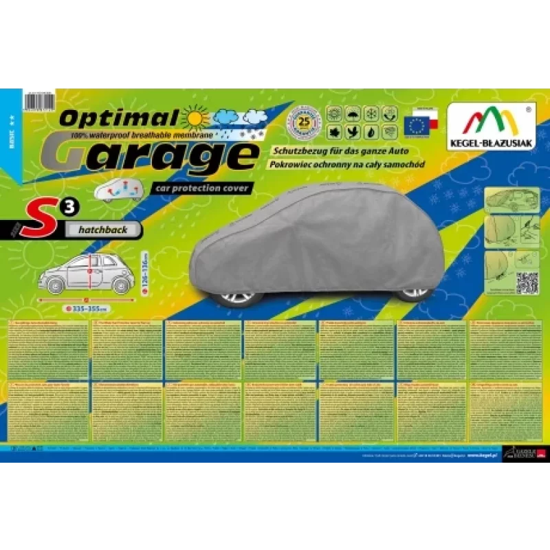 Prelata auto completa Optimal Membrane Garage complet impermeabila si respirabila - S3 - Hatchback Garage AutoRide