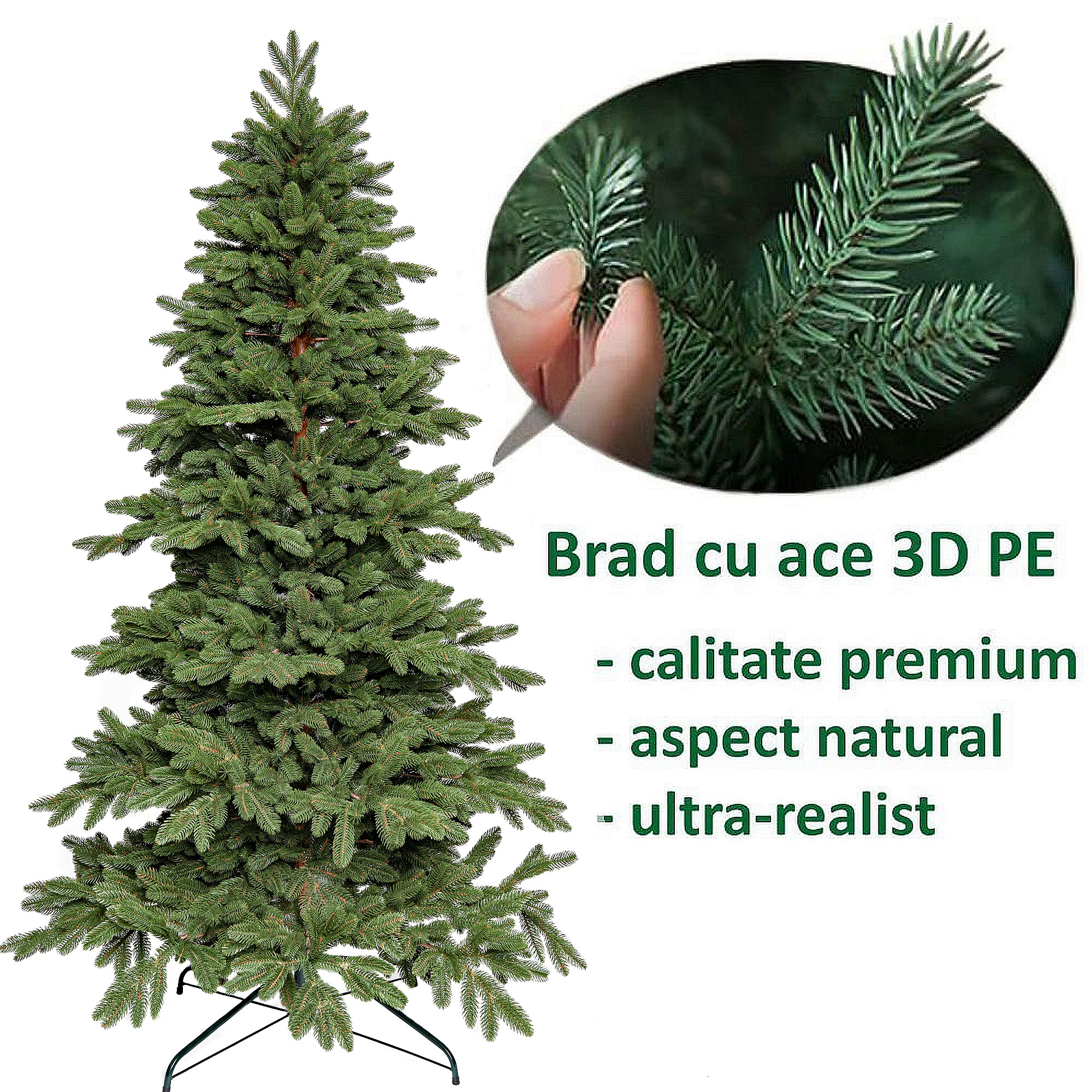 Brad Artificial Islanda Delux 647 Ramuri Full 3D PE Verde Intens 210 cm