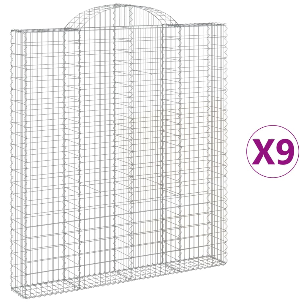 Coșuri gabion arcuite,9 buc., 200x30x220/240cm, fier galvanizat GartenMobel Dekor