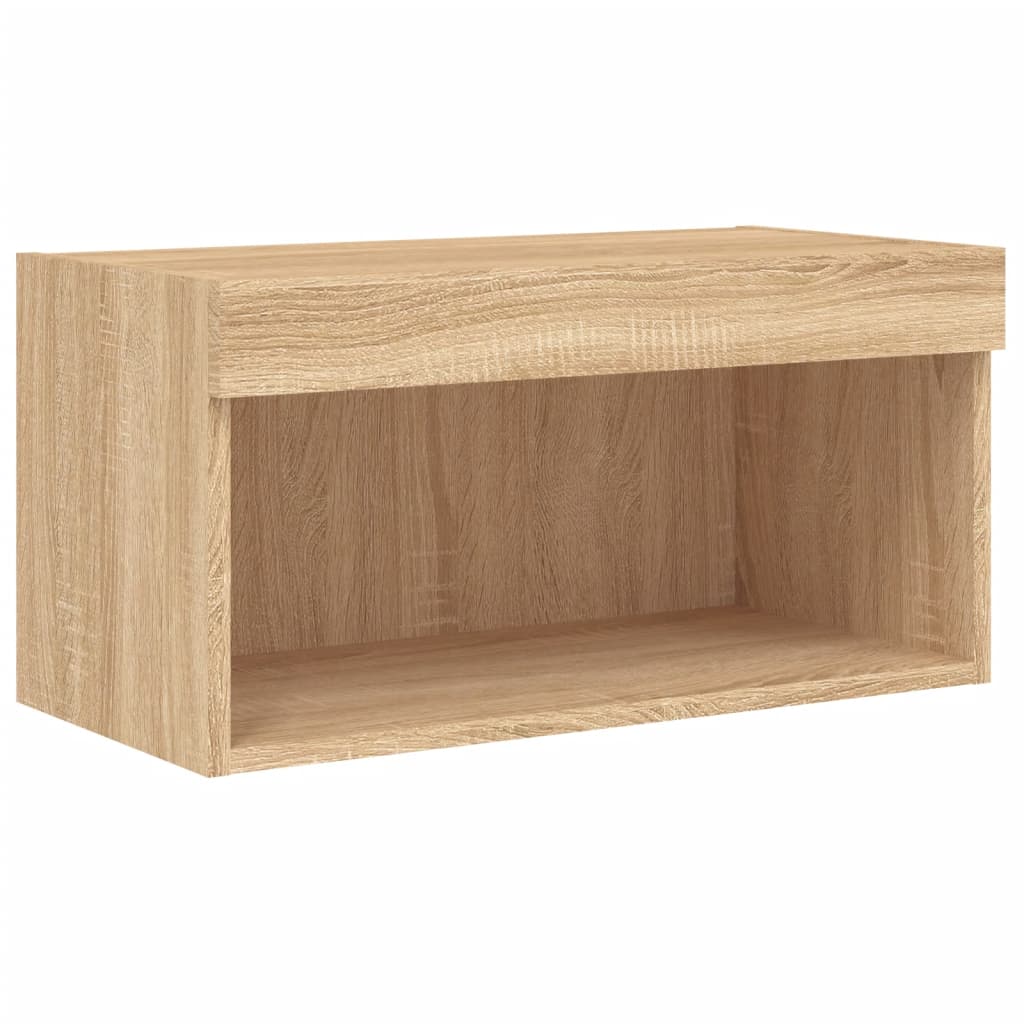 Comode TV de perete cu lumini LED, 6 piese, stejar sonoma GartenMobel Dekor