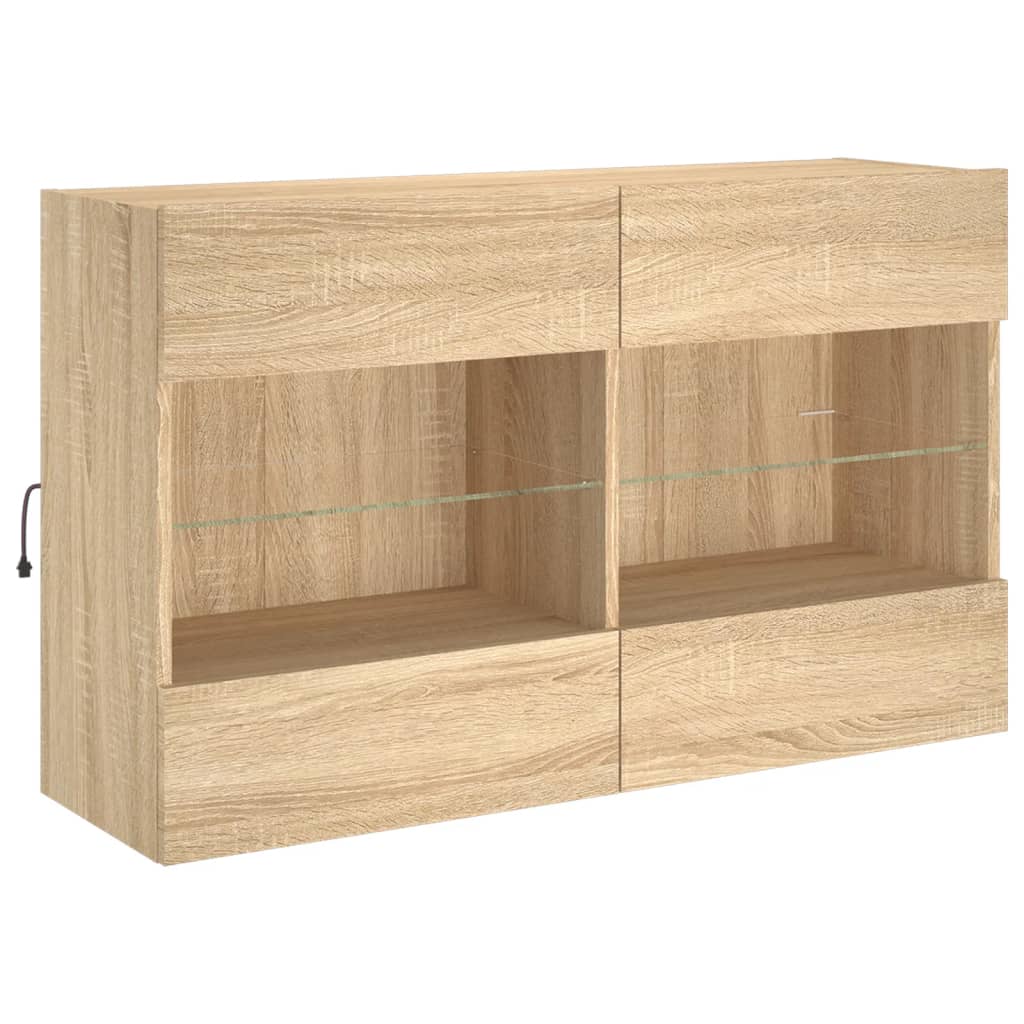 Comode TV de perete cu lumini LED, 6 piese, stejar sonoma GartenMobel Dekor
