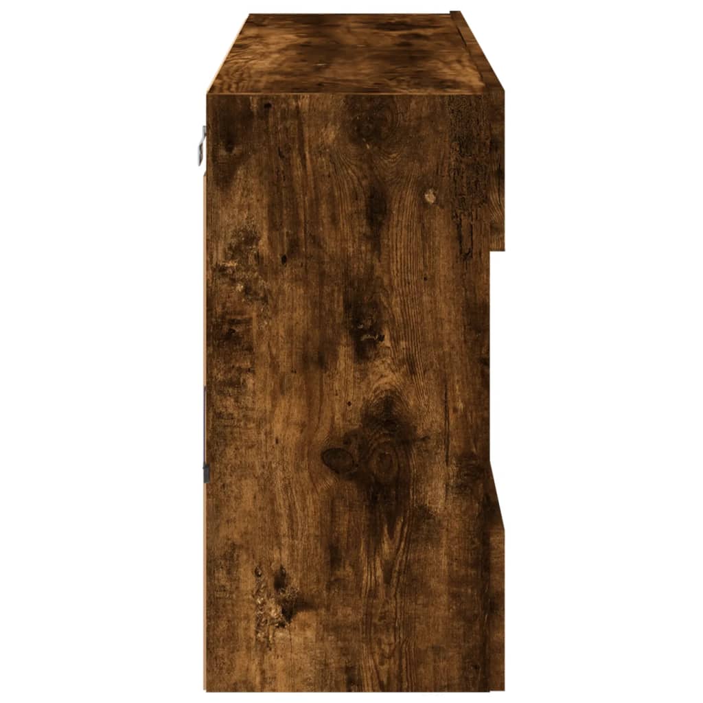 Comodă TV de perete cu LED, stejar fumuriu, 98,5x30x60,5 cm GartenMobel Dekor