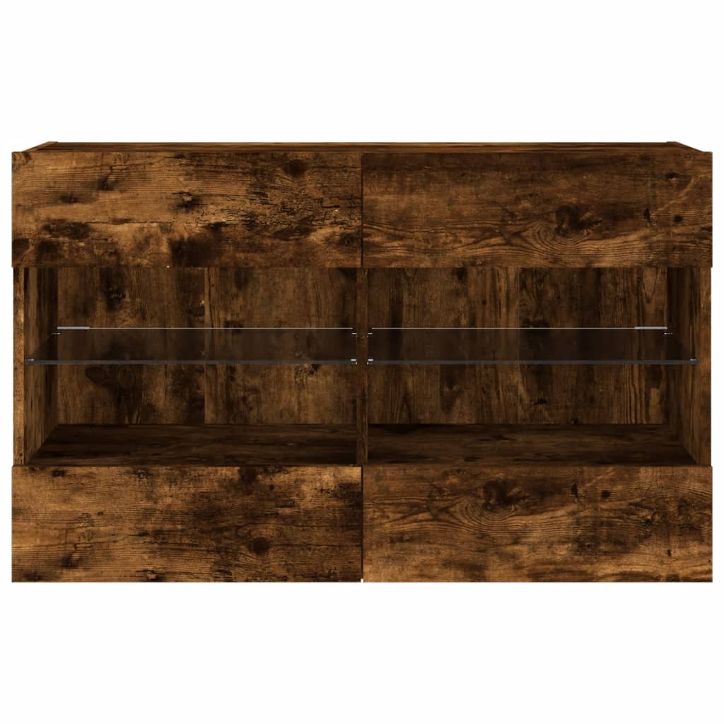 Comodă TV de perete cu LED, stejar fumuriu, 98,5x30x60,5 cm GartenMobel Dekor