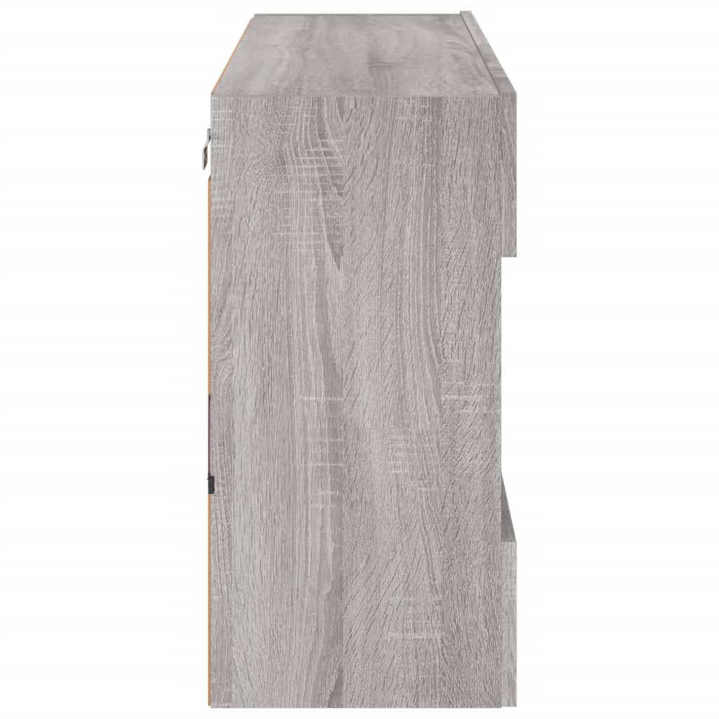 Comodă TV de perete cu lumini LED, gri sonoma, 98,5x30x60,5 cm GartenMobel Dekor